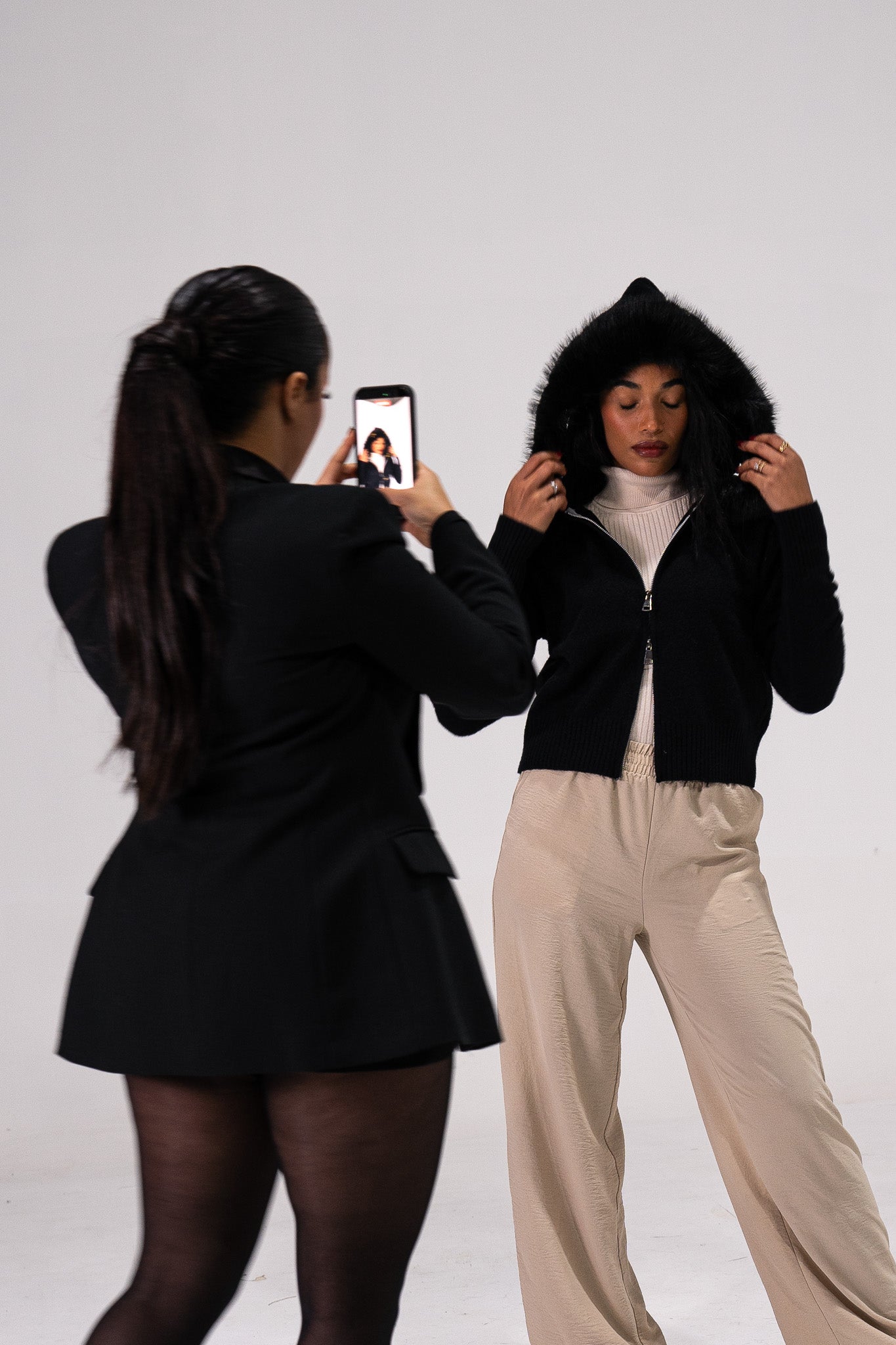 Gilet capuche en fourrure